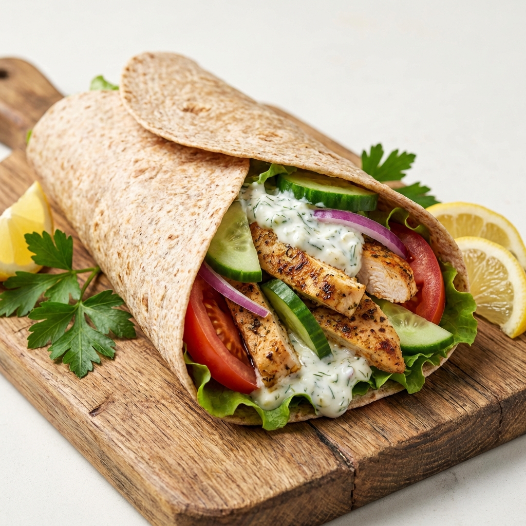 Wrap z Kurczakiem, Warzywami i Tzatziki
