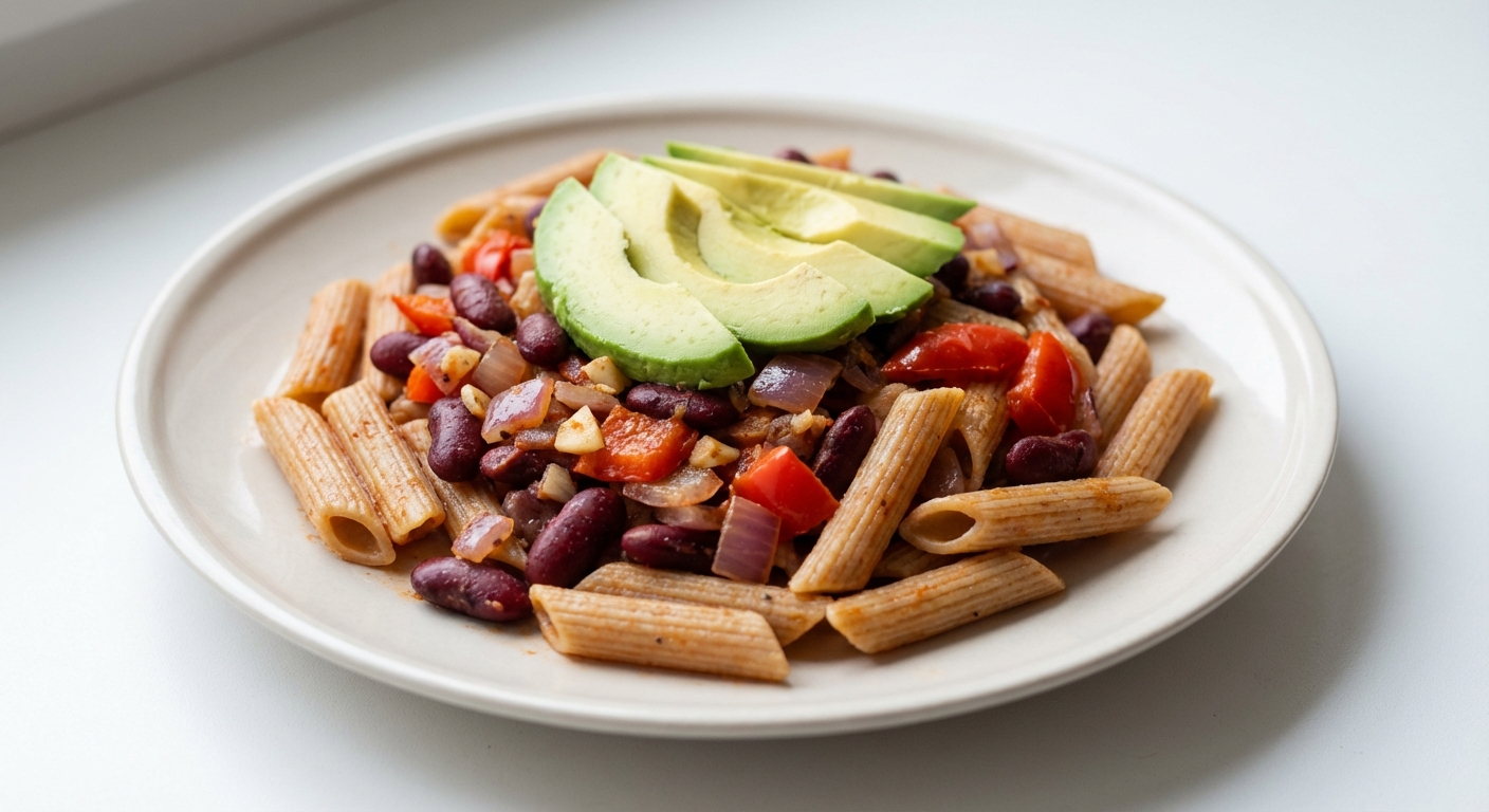 Penne z Fasolą, Awokado i Papryką