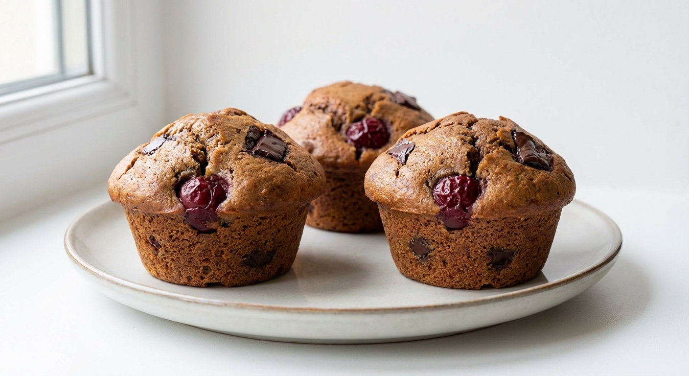 Czekoladowe Muffiny z Wiśniami i Miodem