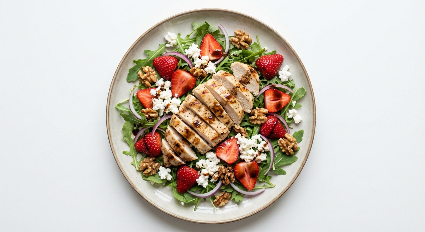 Sałatka z kurczakiem, truskawkami i orzechami