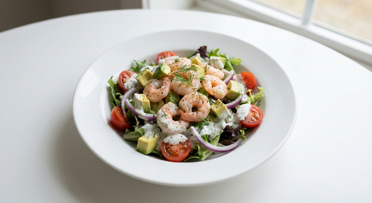 Sałatka z krewetkami, awokado i koperkiem