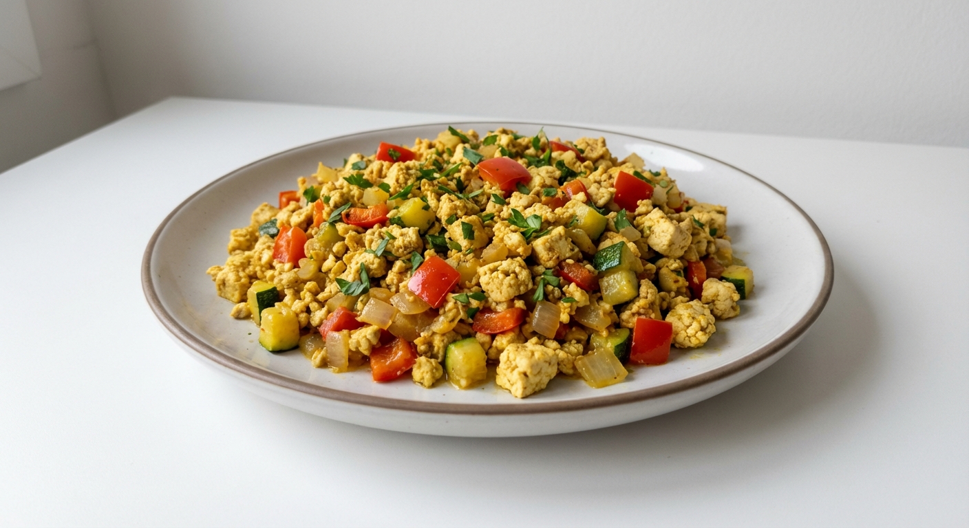 Tofu Scramble z Papryką i Cukinią