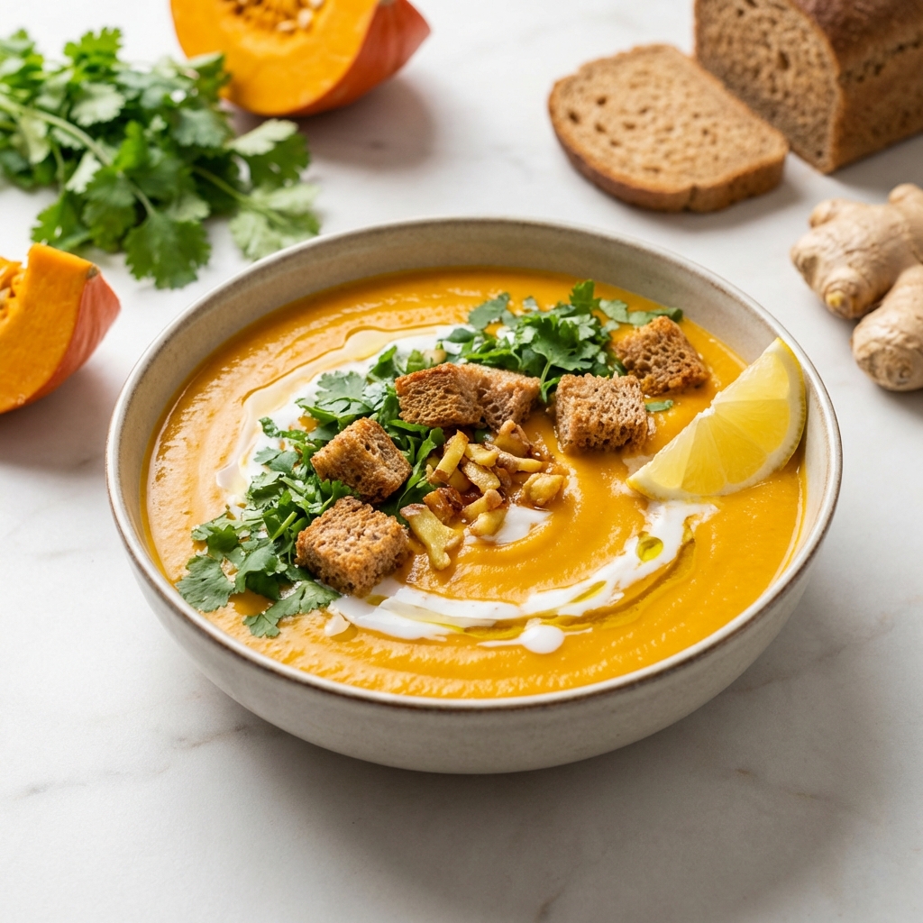 Dyniowy krem z imbirem i kolendrą