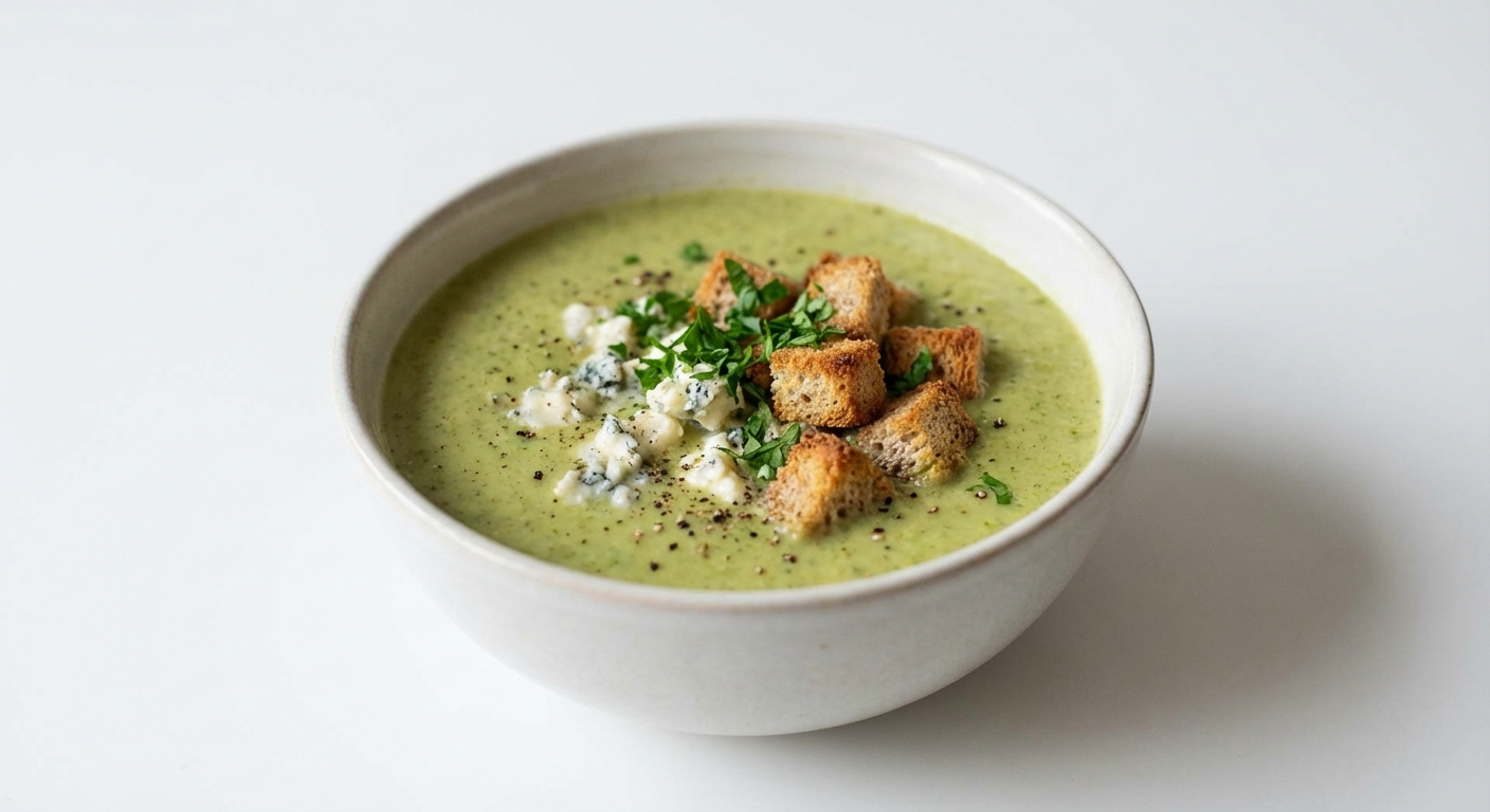 Krem z Brokułów, Gorgonzola i Grzanki