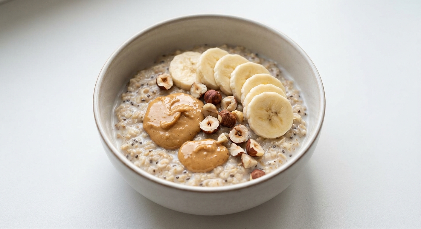 Owsianka z bananem, chia i orzechami