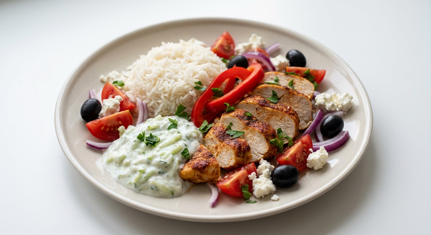 Kurczak z Tzatziki, Ryżem i Twarogiem