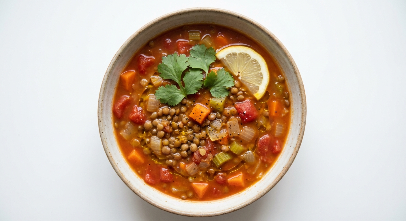 Rozgrzewająca zupa z soczewicy i pomidorów