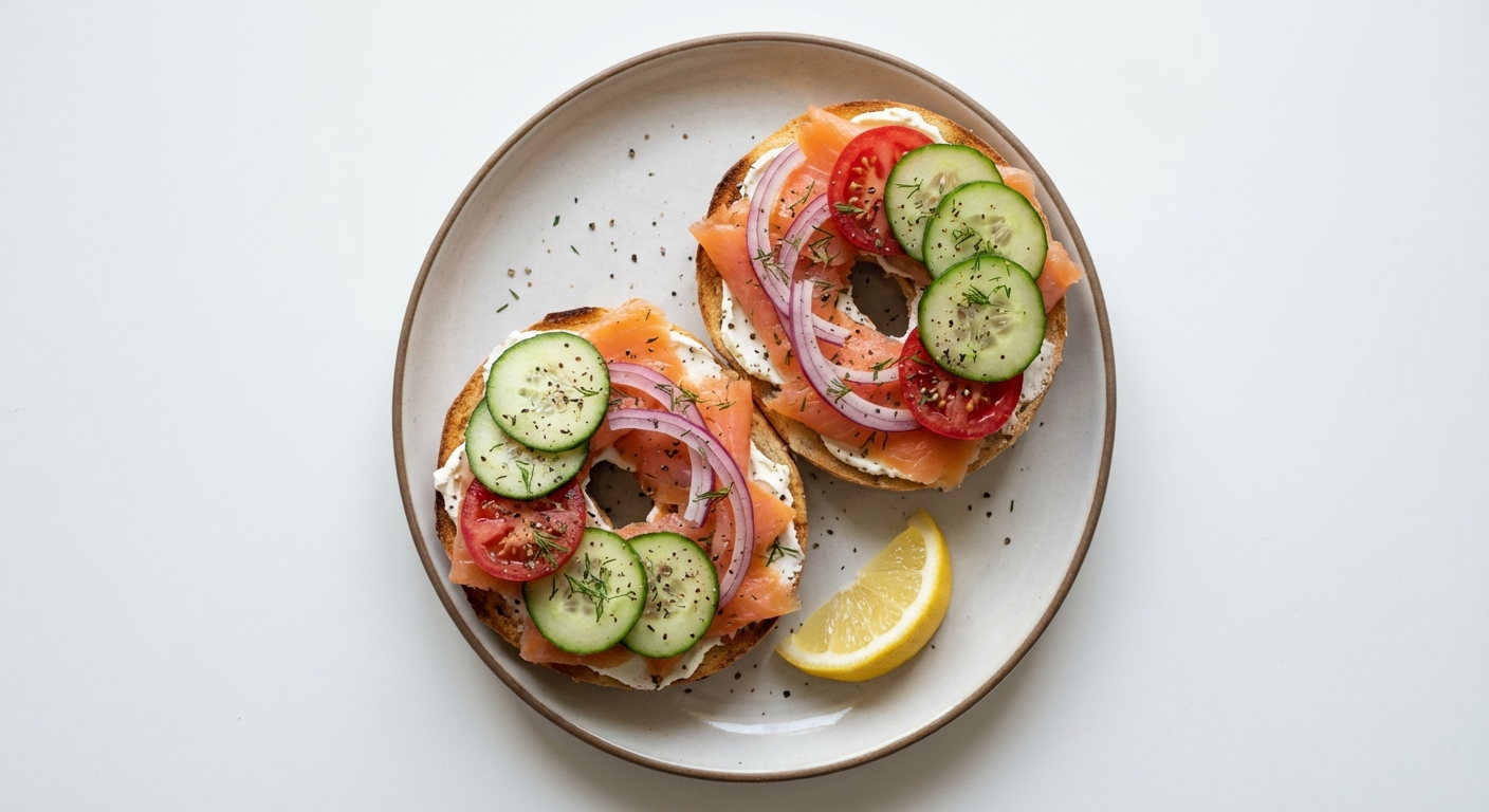 Bajgiel z Łososiem, Twarogiem i Koperkiem