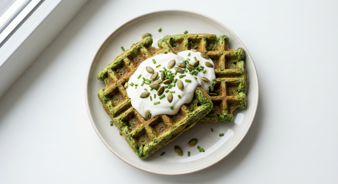 Szpinakowe Gofry z Jogurtem i Dynią