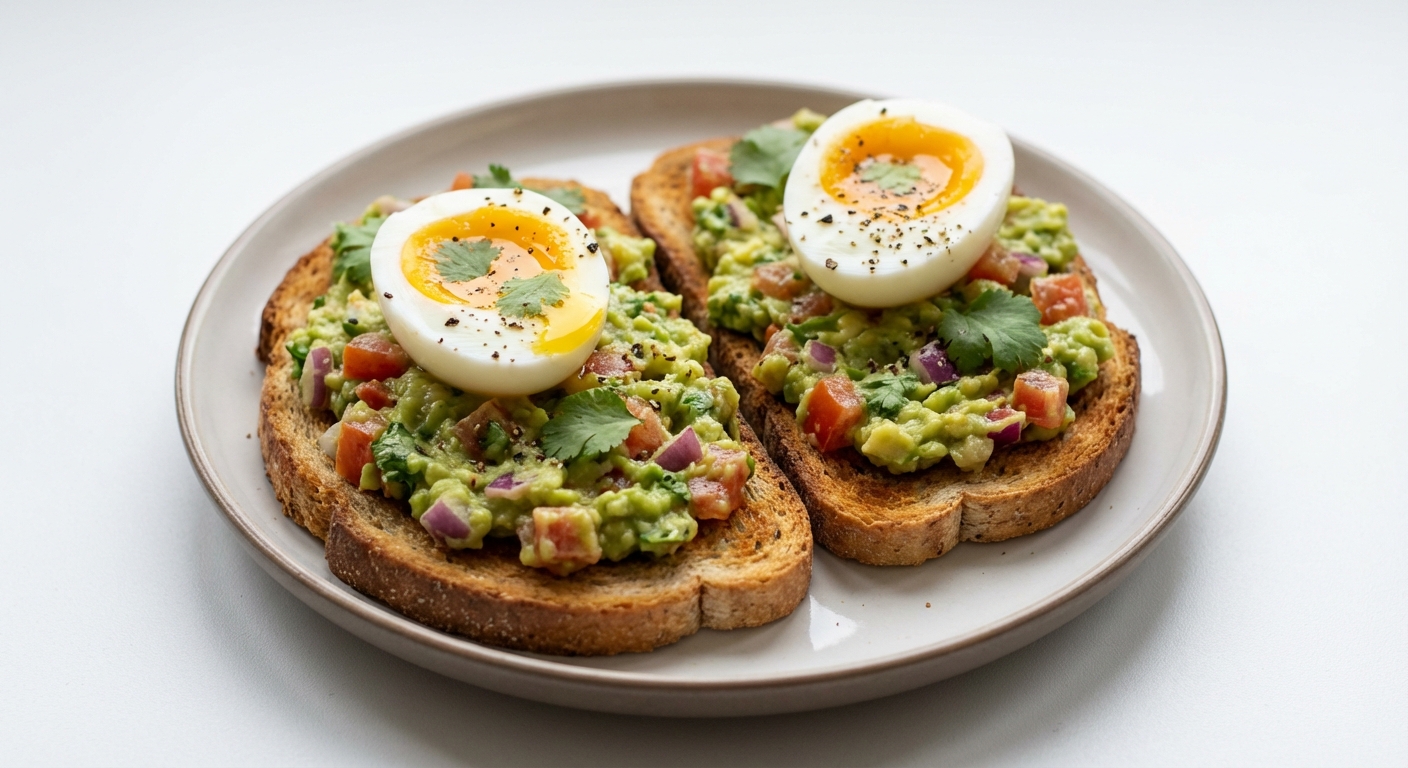 Żytnie grzanki z guacamole i jajkiem