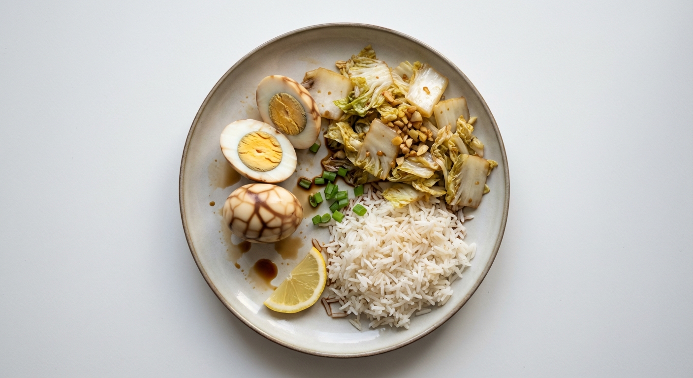 Marmurkowe Jajka z Ryżem i Kapustą