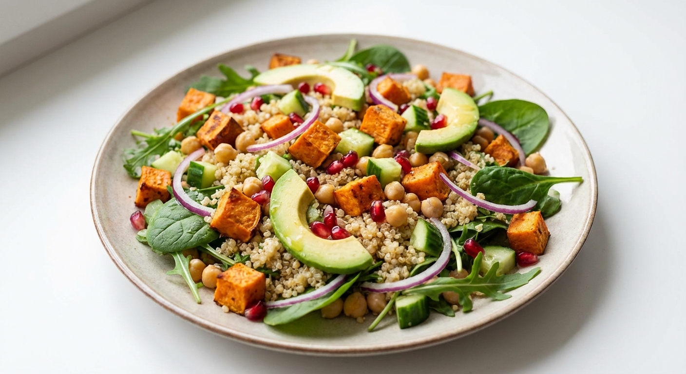 Sałatka z Batata, Quinoa, Ciecierzycy i Miodu