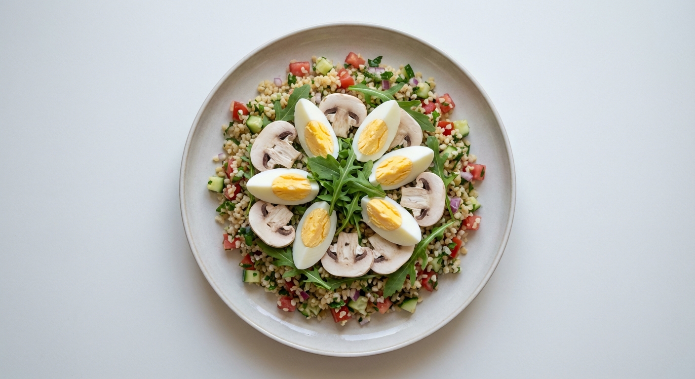 Tabbouleh z Bulgurem, Warzywami i Jajkiem