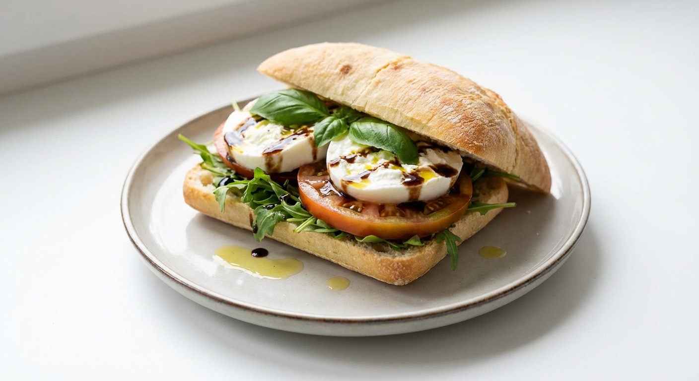 Ciabatta z Burratą, Pomidorem i Rukolą