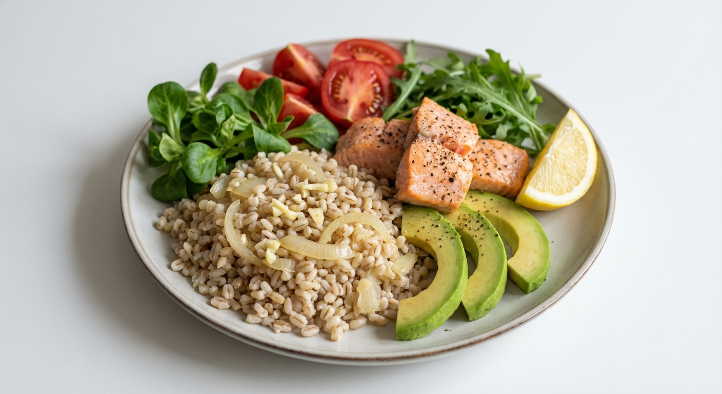Kasza Jęczmienna z Łososiem i Awokado