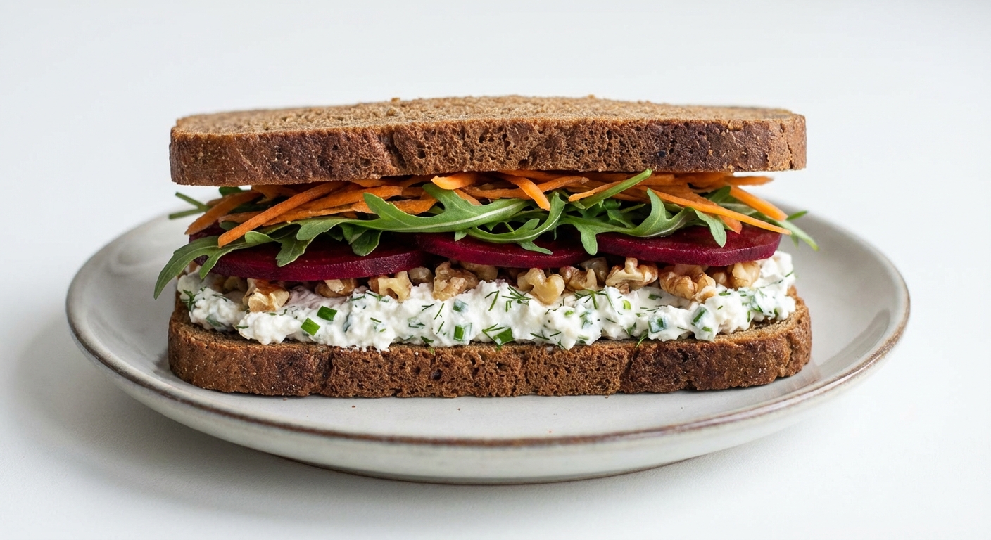 Razowa Kanapka z Kozim Serem i Burakiem