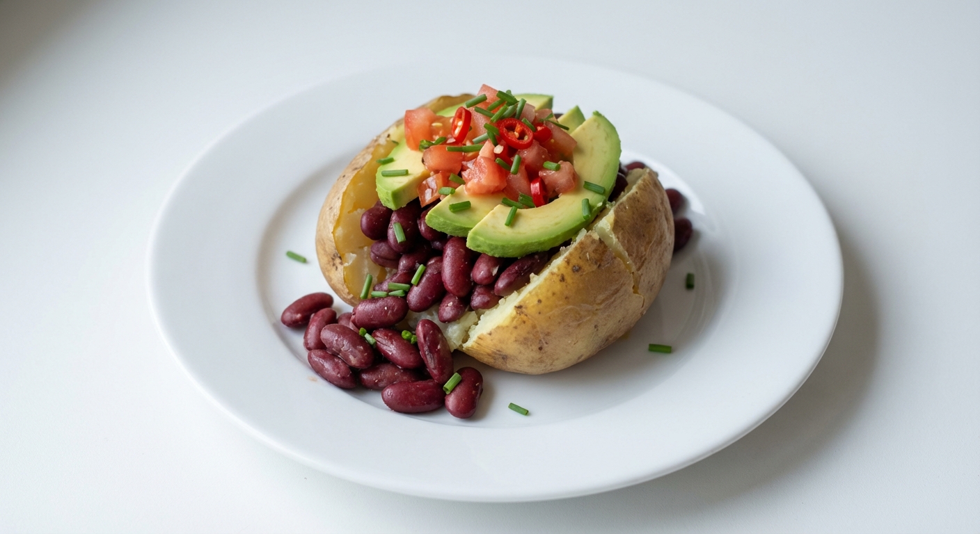 Ziemniaki z Awokado, Fasolą i Salsą