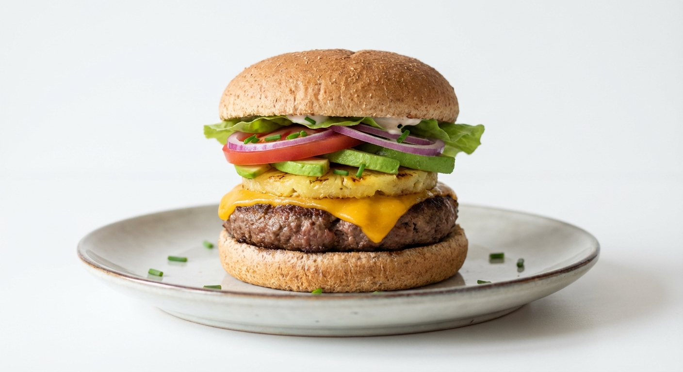 Burger Wołowy z Ananasem i Awokado