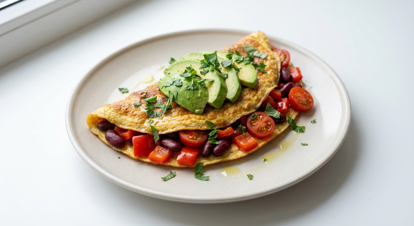 Omlet z Fasolą, Papryką i Awokado