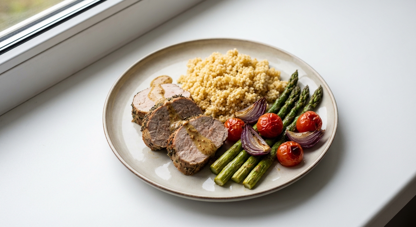 Polędwiczka z Kaszą Jaglaną i Szparagami