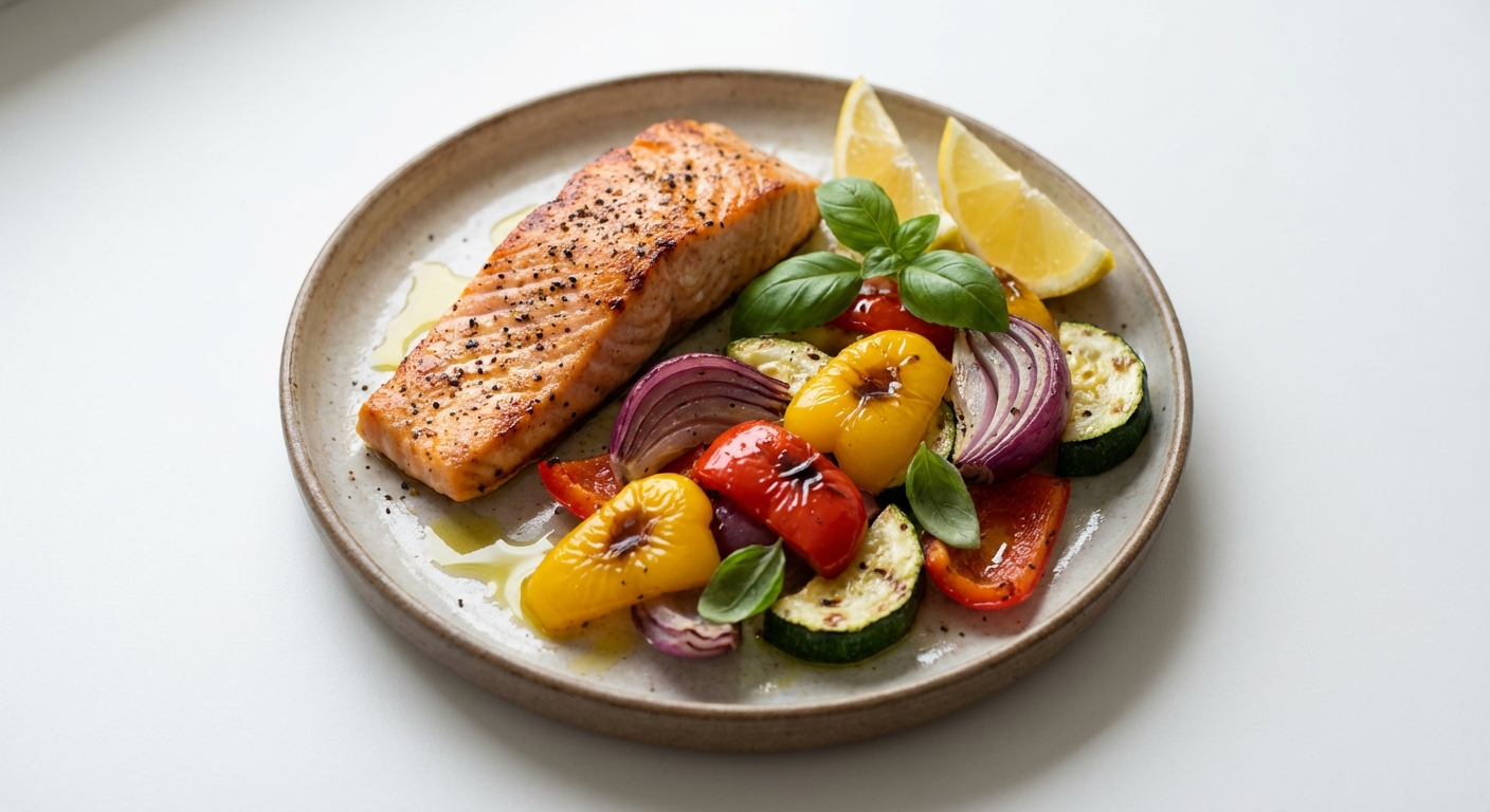 Grillowany Łosoś z Papryką i Cukinią