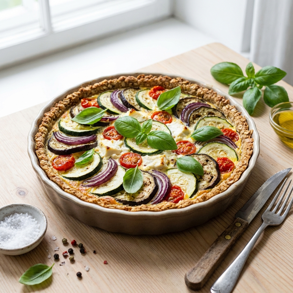 Tarta z Warzyw, Twarogu i Bazylii