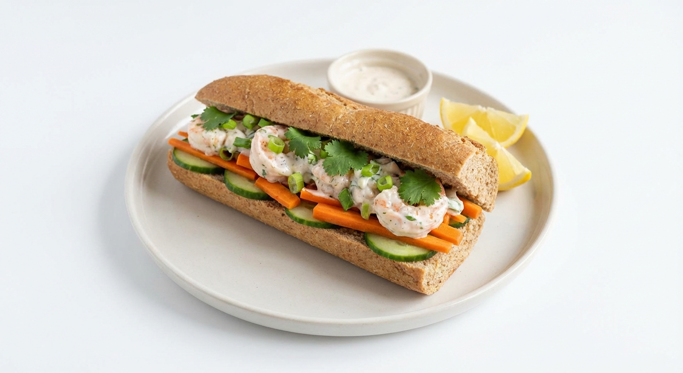 Razowe Banh Mi z Krewetkami i Kolendrą