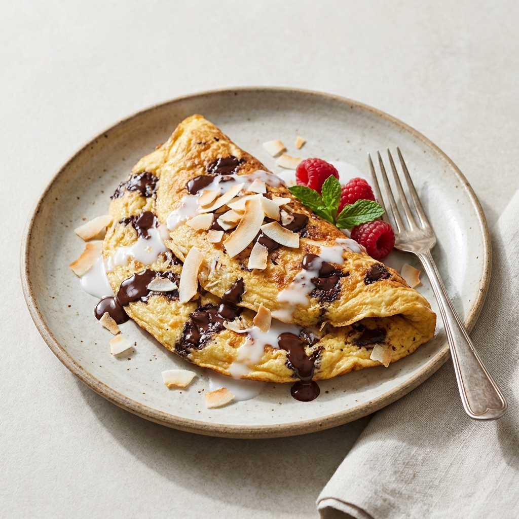 Omlet Białkowy Czekoladowo-Kokosowy