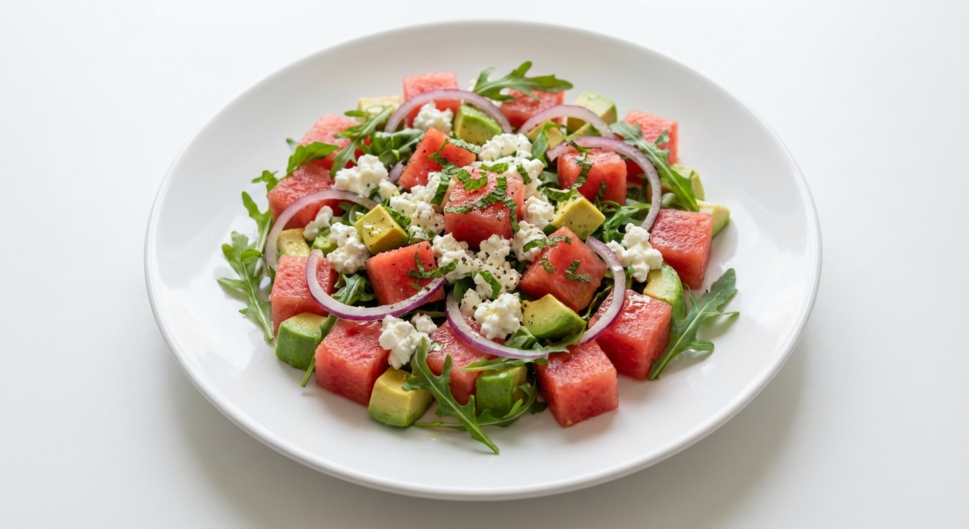 Sałatka z Arbuza, Awokado i Twarogu