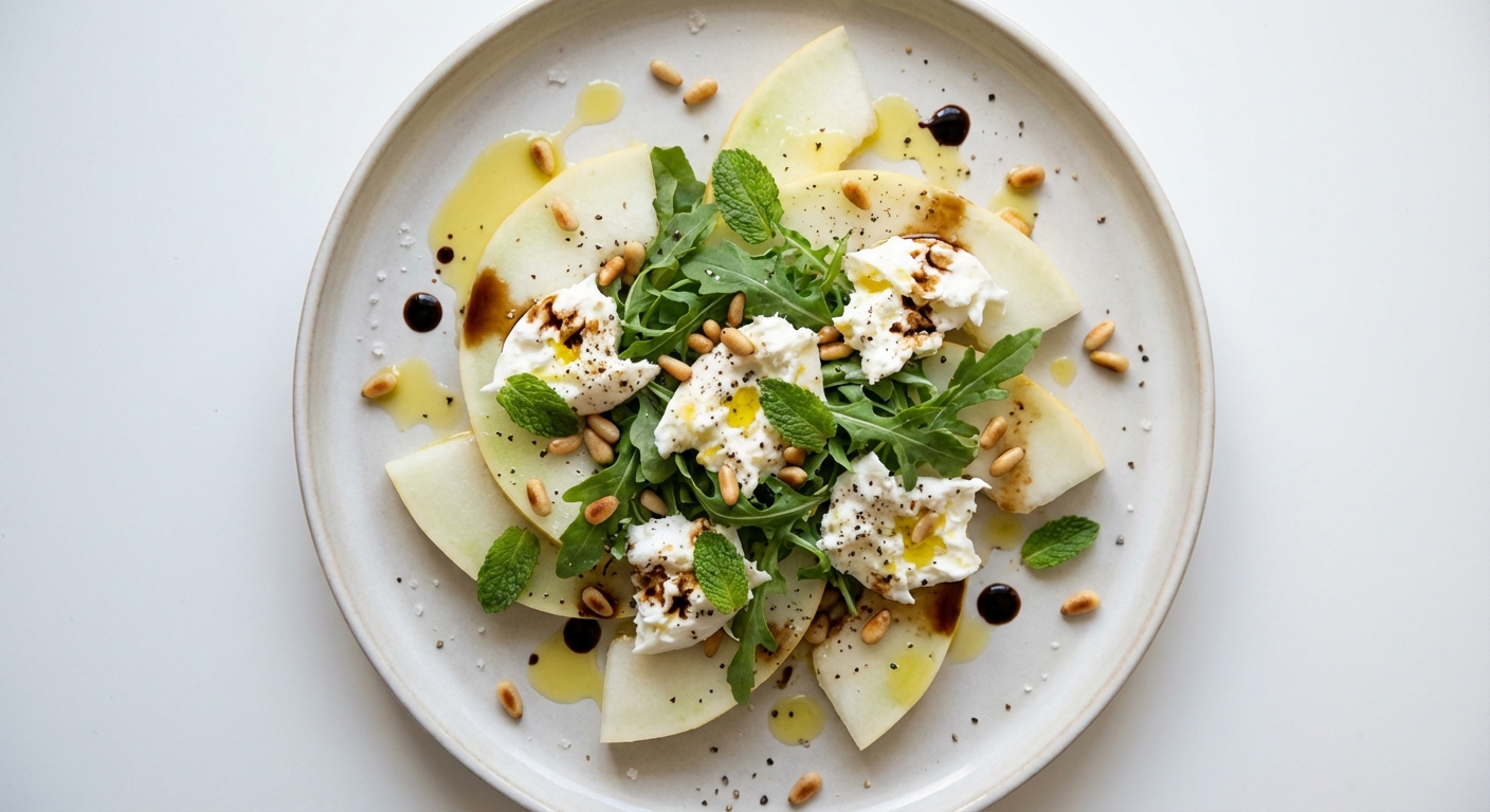 Sałatka z Melona, Burraty i Rukoli