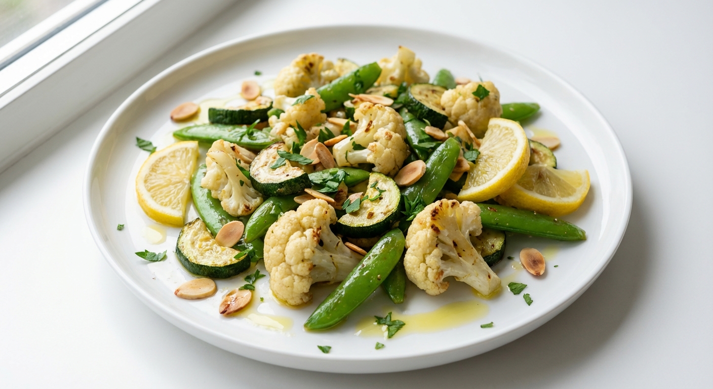 Ciepła Sałatka z Kalafiora, Cukinii i Groszku