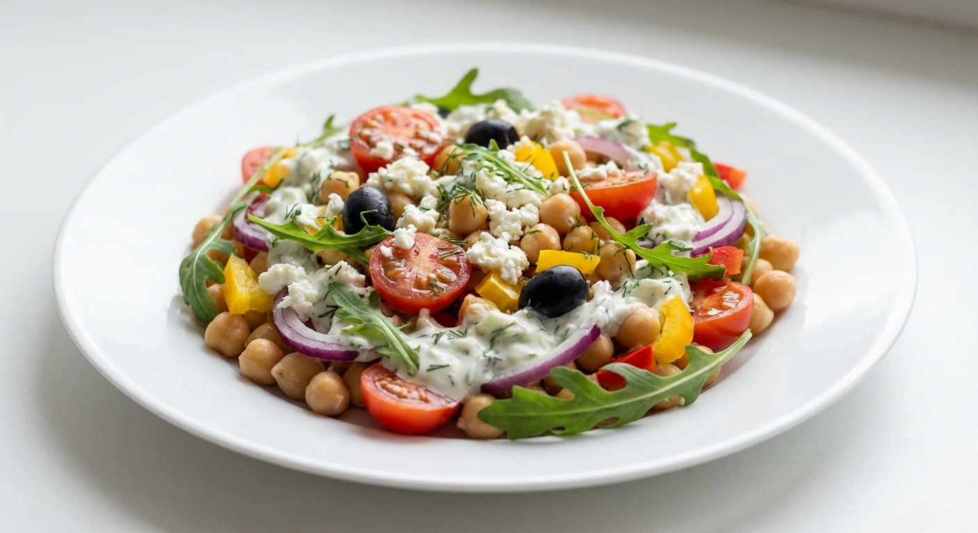 Sałatka z Ciecierzycy, Twarogu i Tzatziki