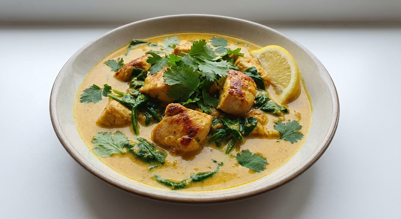 Kurczak Curry ze Szpinakiem i Kokosem