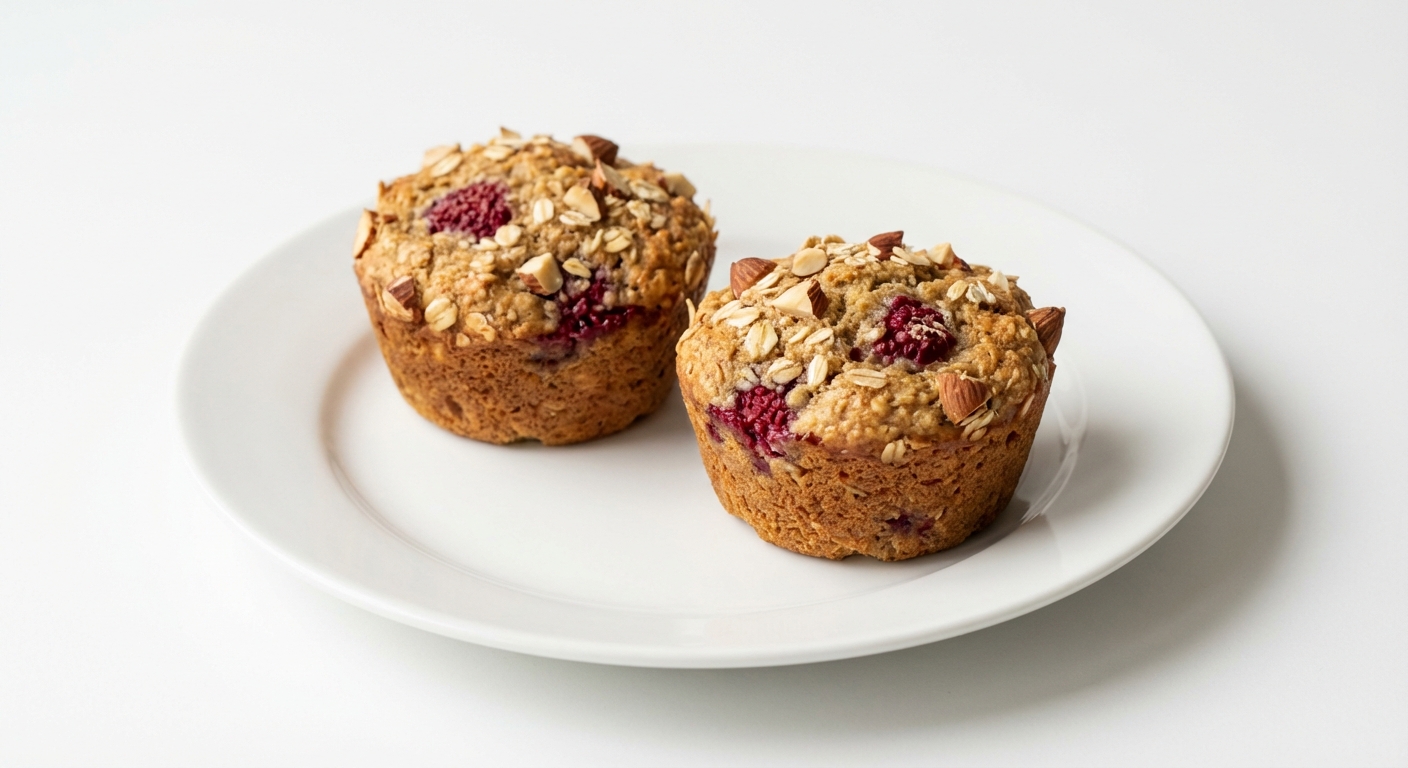 Migdałowo-owsiane muffiny z malinami i miodem
