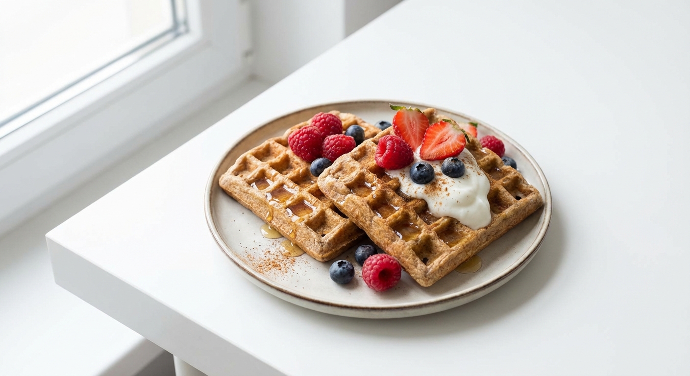 Pełnoziarniste Gofry z Miodem i Owocami