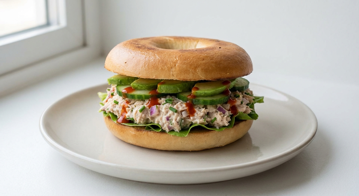 Bajgiel z Tuńczykiem, Srirachą i Awokado