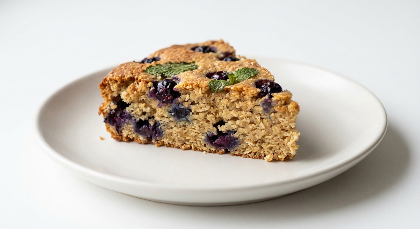 Migdałowo-owsiane ciasto z borówkami i miodem