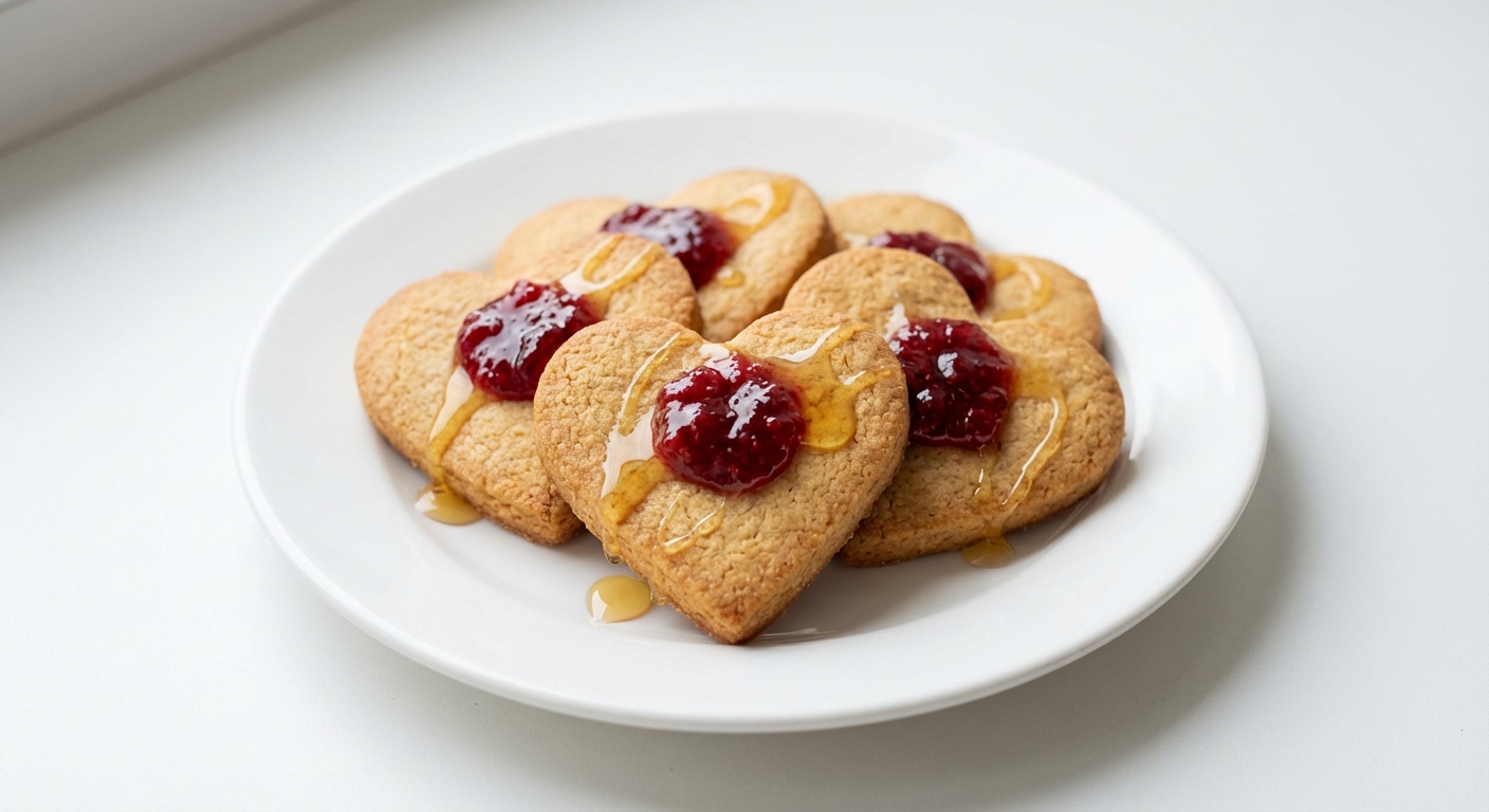 Migdałowe Serduszka z Dżemem i Miodem