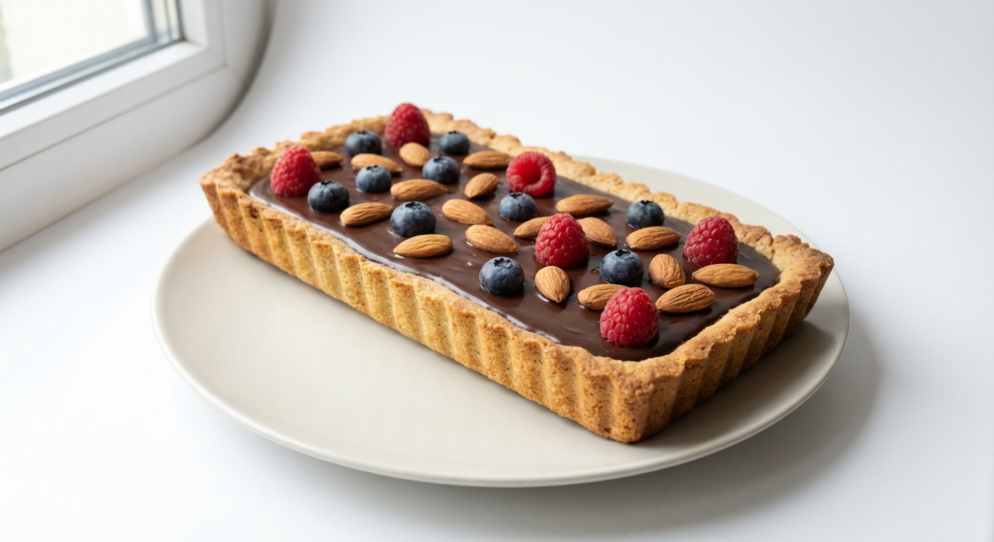 Mazurek Migdałowy z Czekoladą i Owocami