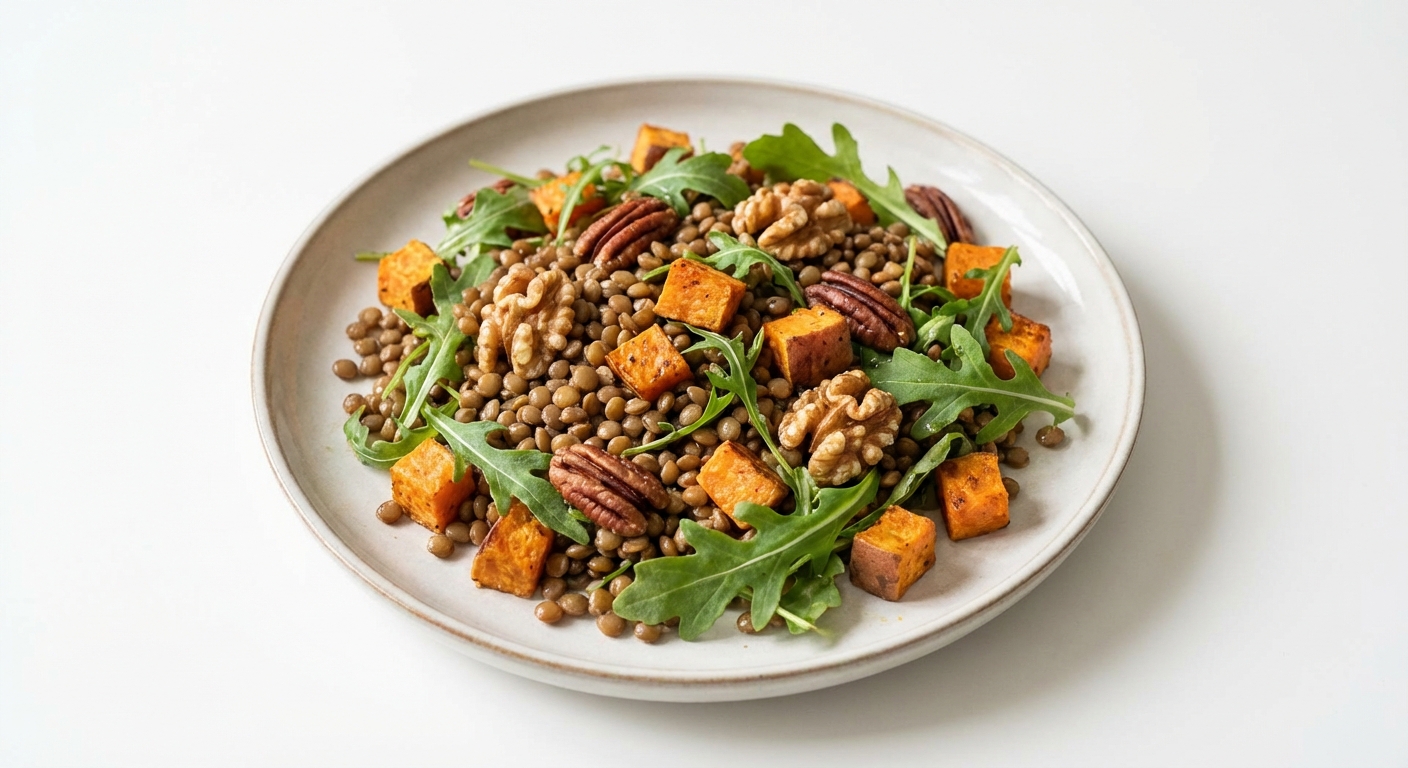 Sałatka z Batatów, Soczewicy i Orzechów