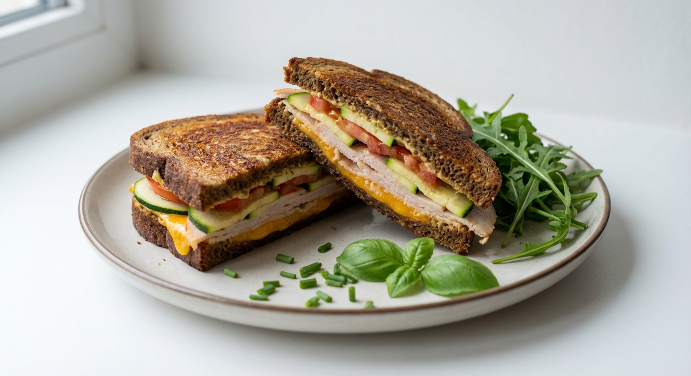 Żytni Sandwich z Indyka, Cheddarem i Warzywami