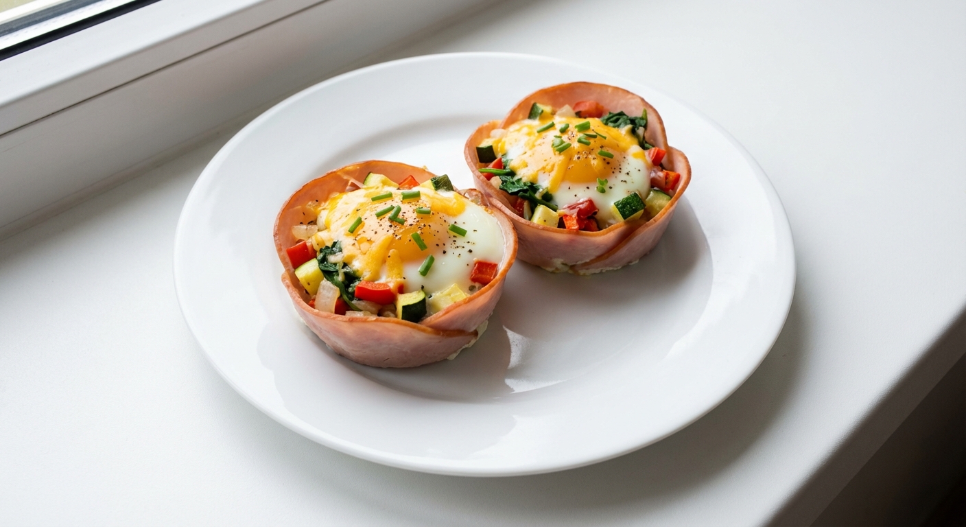 Jajka w Koszyczkach z Szynki i Warzyw