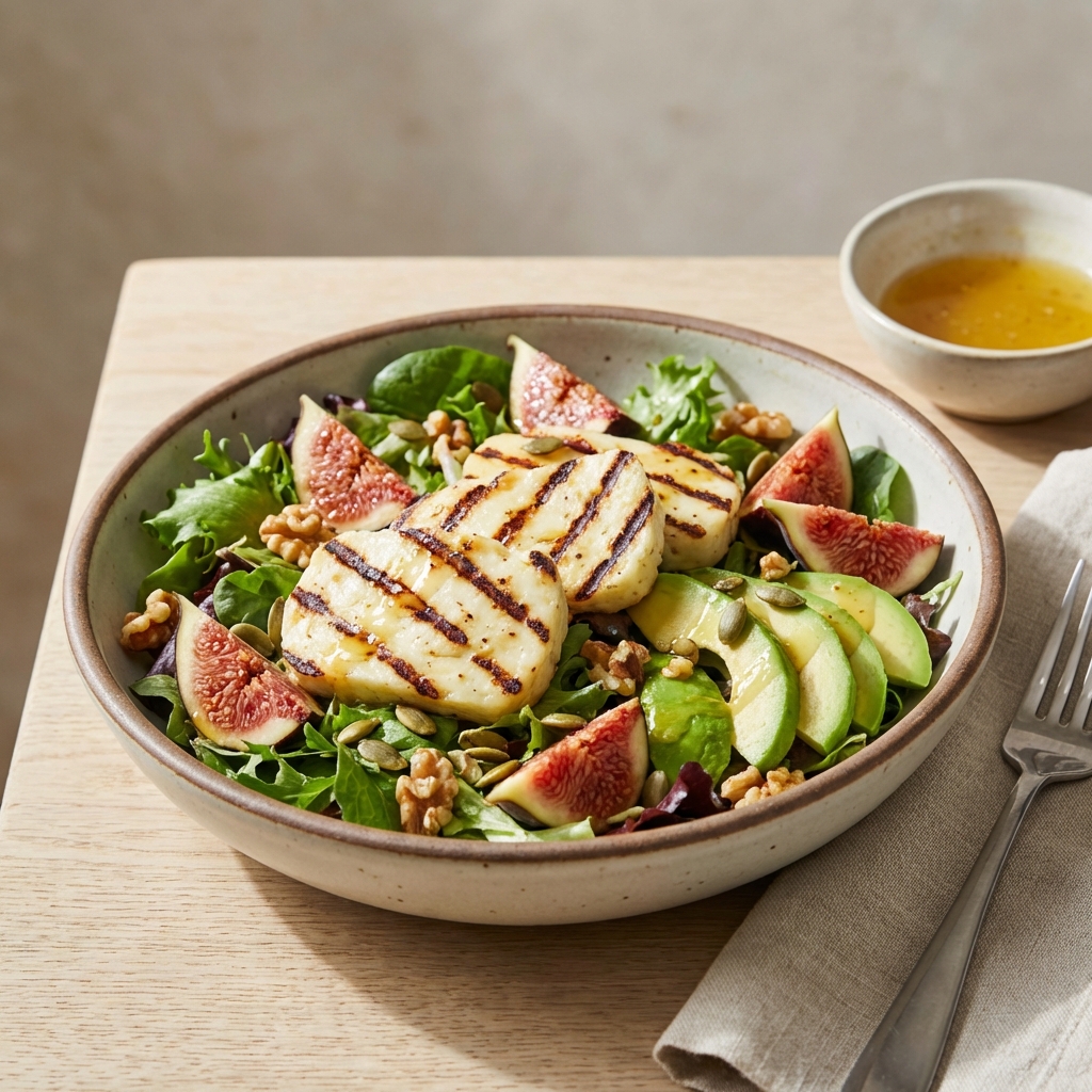 Sałatka z Fig, Halloumi i Awokado