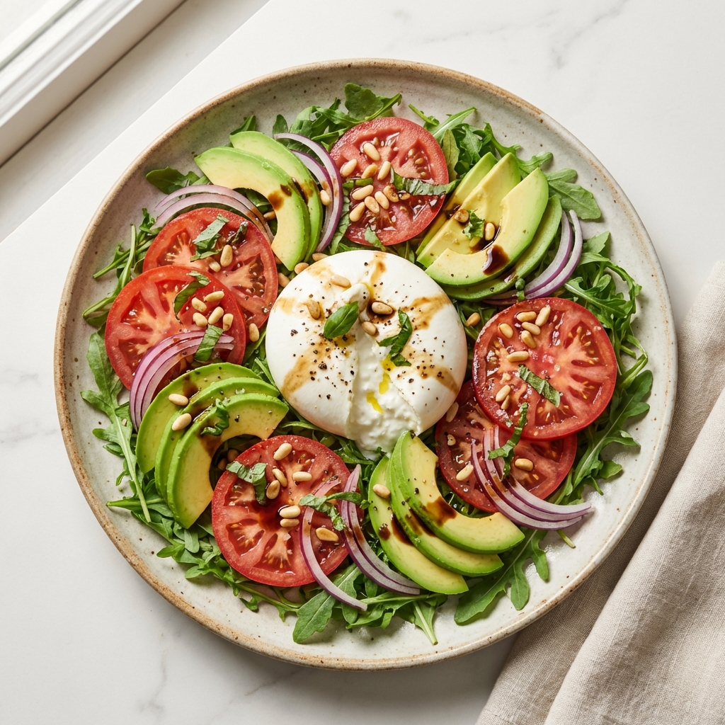 Burrata Salad with Tomato and Avocado