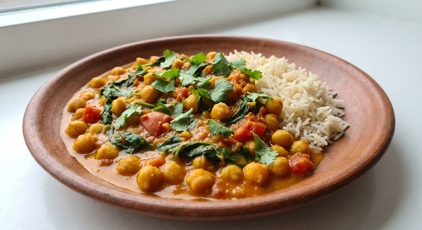 Curry z Ciecierzycy, Szpinaku i Kolendry