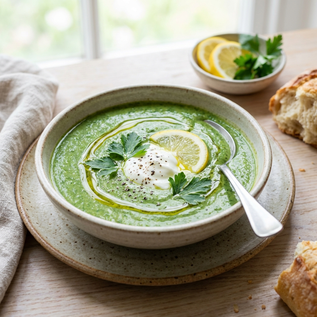Kremowa Zupa Szpinakowa z Cytryną