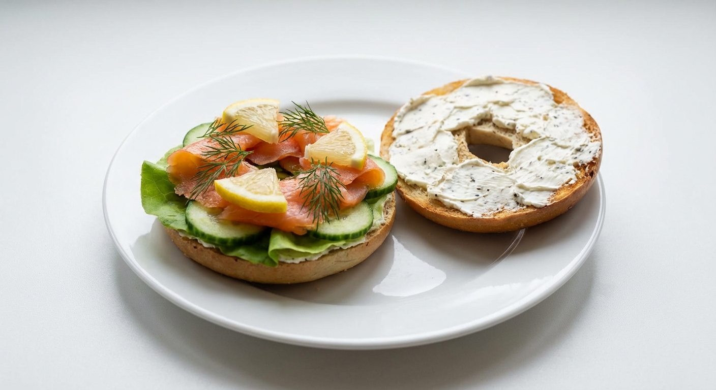 Bajgiel z Łososiem, Serkiem i Koperkiem