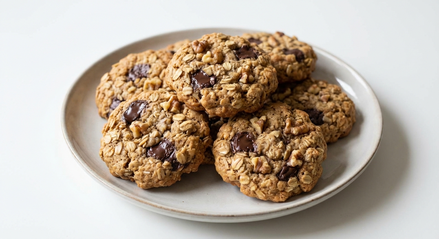Owsiane Ciasteczka z Miodem, Orzechami i Czekoladą
