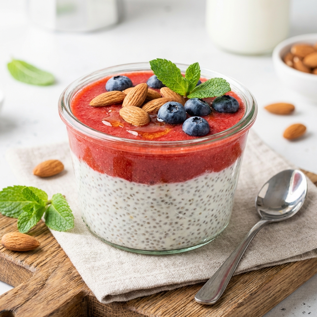 Chia z Truskawkami, Miodem i Migdałami