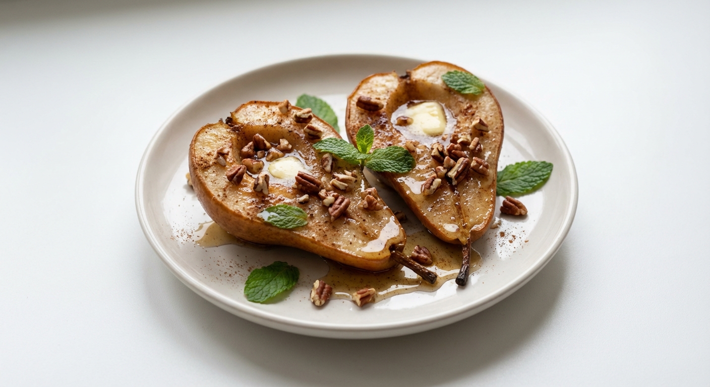 Pieczone Gruszki z Miodem, Pekanami i Cynamonem